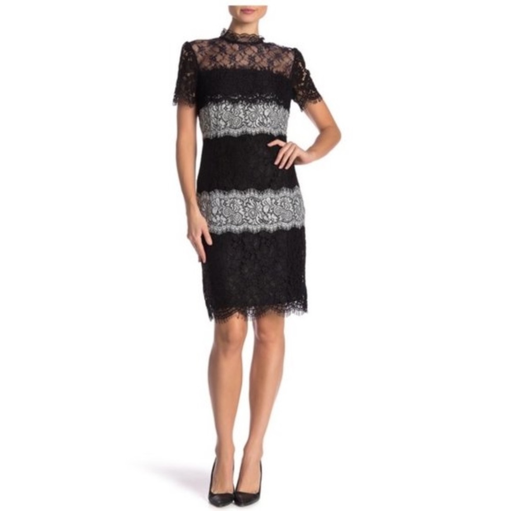 Everleigh Sheer Yoke Multi-Lace Dress